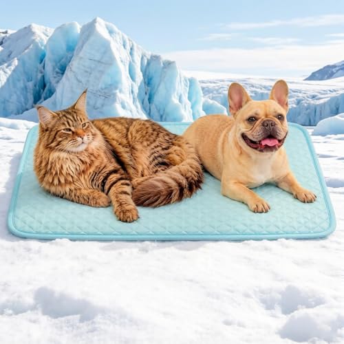 Dog Cooling Mat, Comfortable Pet Cooling Pad for Dogs Cats, Q-Max>0.4 Washable Cool Fiber Portable for Indoor Outdoor Car Seats - size: Small