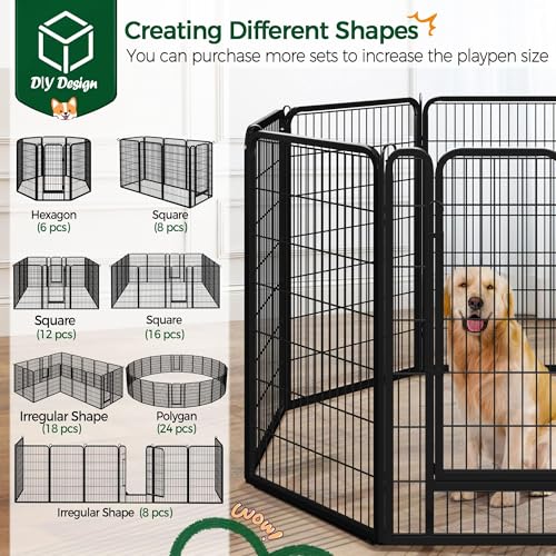 Yaheetech Dog Playpen Outdoor, 47 inch 16 Panels Dog Pen Indoor Heavy Duty Puppy Exercise Pen Metal Pet Fence for RV Camping/Yard/Garden - size: 47"