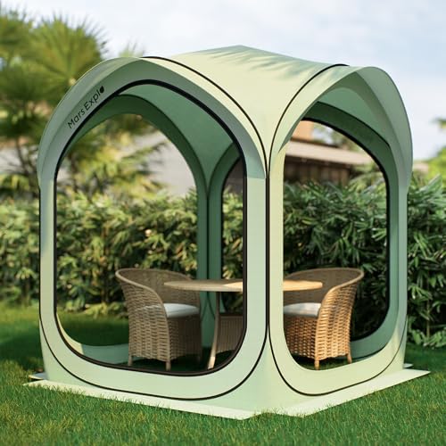 6x6FT Pop-Up Screen House Tent, Instant Portable Screen Room Canopy with Mesh Doors and Carry Bag for Patio, Backyard, Deck, Camping, and Outdoor Activities,Seafoam Green - color: Green, size: 6x6 FT