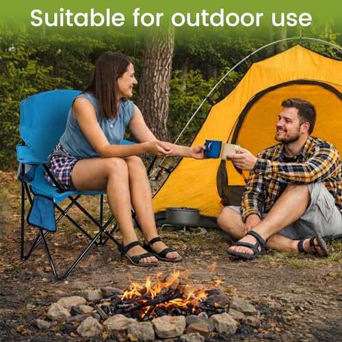 Folding Camping Chair with Cup Holder & Side Storage Bag 300lbs Capacity Lightweight High Back Portable for Beach, Picnic, Sport, Blue - color: Blue, size: 1 Pack