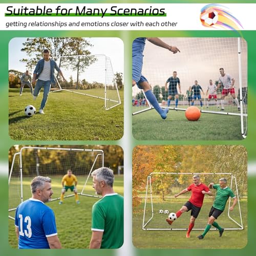 Liliful 12 x 6/10 x 6.5 ft Soccer Goal for Backyard Portable Soccer Net and Steel Weatherproof Frame Folding Goals with 6 Ground Stakes for Adults Youth Outdoor Training Competition - size: 8 x 5.1 ft