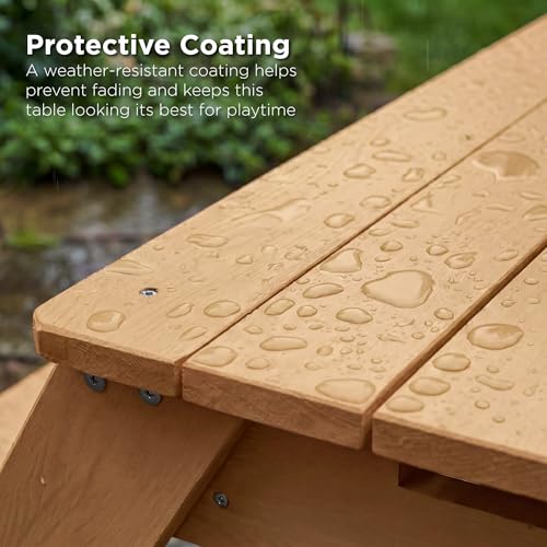 Best Choice Products Kids Picnic Table with Umbrella, 3-in-1 Sand & Water Table, Outdoor Convertible Picnic Table for Toddlers, Seats 4, Removable Top, 2 Buckets - Natural/Dark Pink - color: Natural/Dark Pink