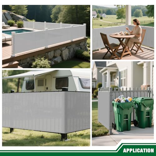 2.5'x12' Balcony Privacy Screen Fence Panels Outdoor Deck Shade Fencing, Apartments Railing Cover UV Protection Outside Screen for Patio Porch, Light Gray - color: Light Gray, size: 2.5'x12'