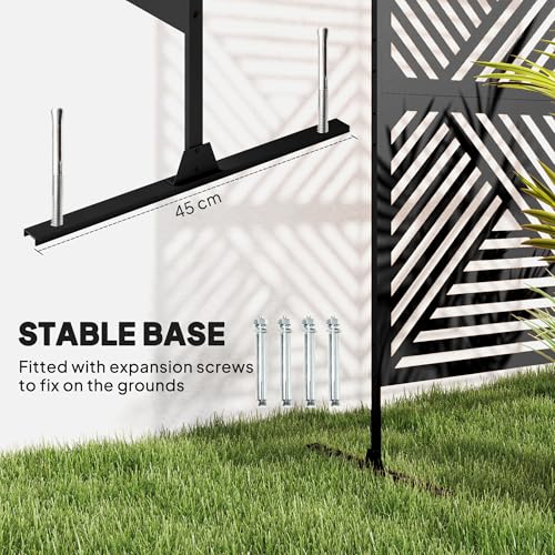 Outsunny Metal Outdoor Privacy Screen, 78" H x 48" W Decorative Privacy Fence Screen, Freestanding Outdoor Divider with Stand, Climbing Plant Trellis for Garden Walkway, Balcony, Patio, Rhombus Black - color: Black/Rhombus