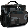 FlowFly Insulated Reusable Lunch Bag Adult Large Lunch Box for Women and Men with Adjustable Shoulder Strap,Front Zipper Pocket and Dual Large Mesh Side Pockets,BlackCamo - color: BlackCamo