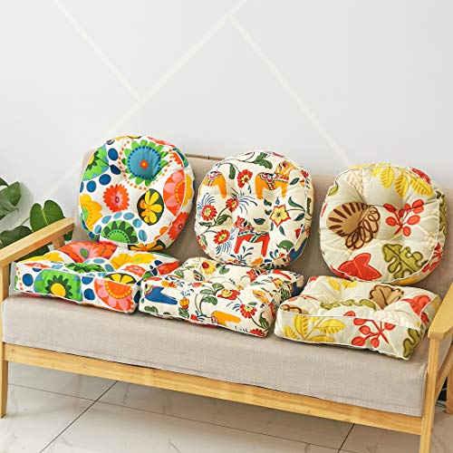 vctops 1PC Indoor Outdoor Bohemian Round Chair Cushion Seat Pad Floor Cushion Pillow (Flower Grass 2, 16"X16") - color: Flower Grass 2, style: 16Inchx16Inch/40x40cm