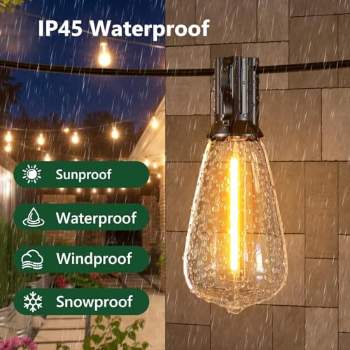150FT Outdoor String Lights with Remote, Garden Patio Decor with 2500K Warm White, 75+3 LED Edison Bulbs, Support Timer Dimmable Waterproof Shatterproof for Yard Outside Porch Deck Backyard - size: 150FT