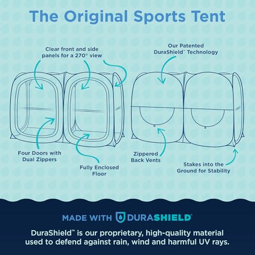 WeatherPod® Side-by-Side™ 2-4 Person Pop-Up Sports Tent Pod - The Original Shark Tank Instant Setup All-Weather Pod Shelter for Outdoor Sports, Rain, Wind & Cold - size: 2-4 Person