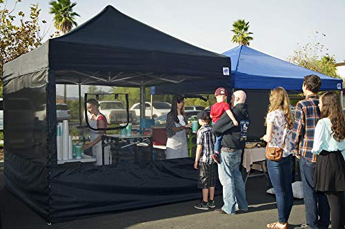 E-Z UP Food Booth Sidewall Kit, Set of 4, Fits 10' x 10' Straight Leg Canopy (Canopy/Shelter NOT Included), Includes 2 Roll-Up Serving Windows, Commercial Grade Mesh, Black