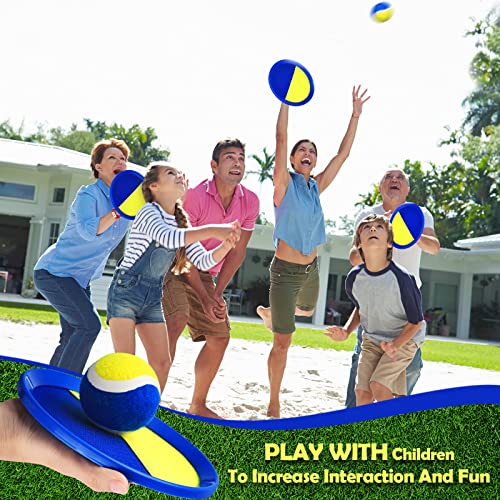 Charniol Kids Toys Toss and Catch Game Set Beach Game Outdoor Ball Sports Games Toss and Catch Ball Nylon Toys for Kids Adults(Blue Yellow,12 Paddles 6 Balls) - color: Blue Yellow
