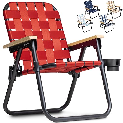 GoSports WOVN Beach Backpack Chair - 9 Styles Available - Premium Folding Camping Chair - color: Burnt Red