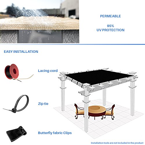 E&K Sunrise 12' x 2' Sun Shade Fabric Roll Outdoor Sun Shade Cloth Pergola Cover for Backyard Garden Patio Deck Greenhouse (Beige)