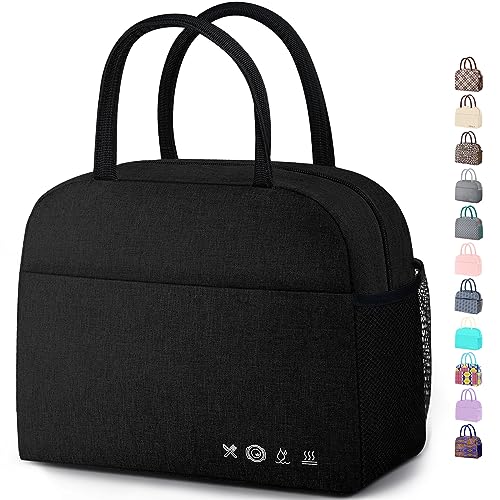 DALINDA Lunch Bag Lunch Box for Women Men, Insulated Lunch Bags Water-Resistant Cute Cooler Lunch Tote Bag, Reusable Large Capacity for Work Travel Picnic,Black - color: Black, size: Oxford cloth