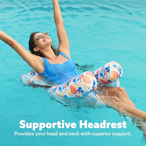 SLOOSH Inflatable Pool Floats Adult,2 Packs Floating Lounge Chairs,Blow up Pool Noodles for Adult Heavy Duty,Floating Chair for Party Summer Water Beach Lake Fun - style: Tropical Flowers