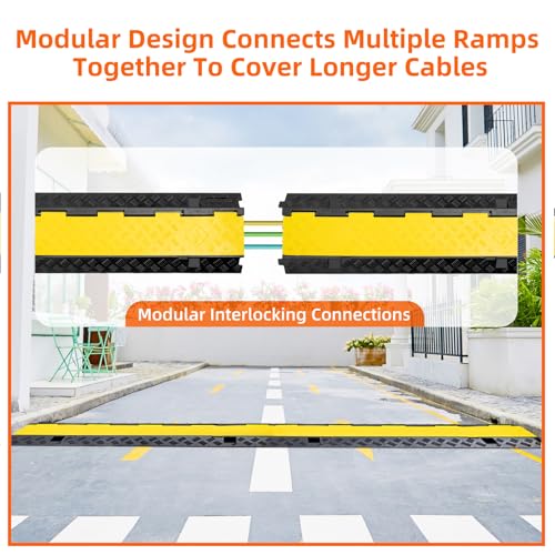 3 Channel 2 Pack Cable Protector Ramp Traffic Wire and Hose Ramp Cord Cover Heavy Duty Channels 44,000 lbs Load Capacity Cable Wire Ramps Speed Bump Driveway Cable Protective Cover - size: 3 Channel 2 Pack
