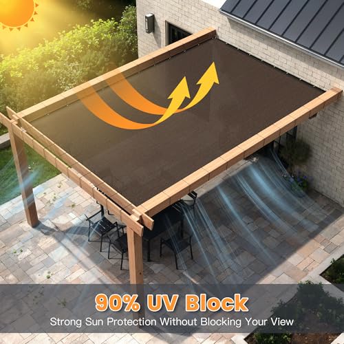 90% Sun Shade Cloth with Grommets 3X6 FT, Outdoor Pergola Shade Cover, Heavy-Duty Mesh Tarp Patio Sun Screen for Lawn Garden Backyard, Mocha - color: Mocha, size: 0 3 x 0 6 FT