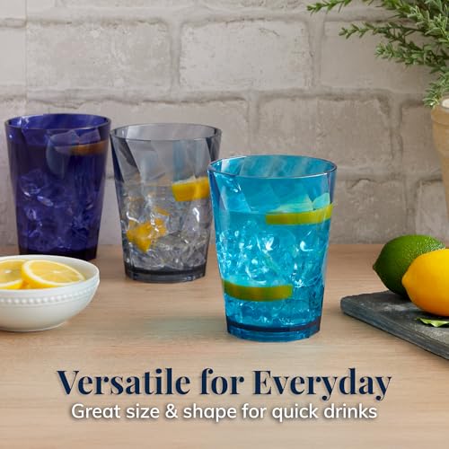 US Acrylic Optix Plastic Reusable Drinking Glasses (Set of 8) 14oz Rocks Cups in Coastal Colors | BPA-Free Tumblers, Made in USA | Top-Rack Dishwasher Safe - style: 14-ounce
