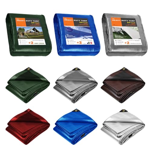 10'x 12' Tarps Heavy Duty Thick Waterproof, Poly Canopy Silver Tent Shelter Cover, 10 Mil Tarpaulin Shade, Rip and Tear Proof, UV Resistant Tarpaulin with Grommets and Reinforced Edges - color: Silver, size: 10 x 12ft