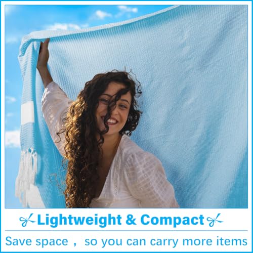 Oversized Turkish Beach Towel Blanket XXL Cotton Sandproof Towels Boho Woven Extra Large Big Sand Free Giant Throw Blankets Huge Quilt XL Picnic Camping Necessities Cloud For Adult Gifts Blue - color: Woven Light Blue, size: XXXL(88x82 IN,224x208 CM)