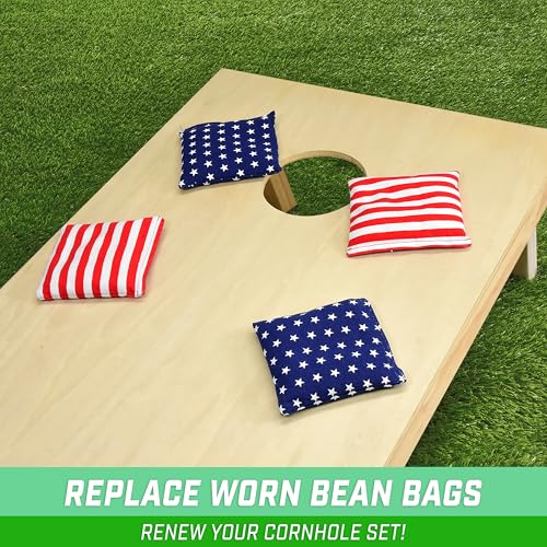 GoSports Official Regulation Cornhole Bean Bags Set of 8 – for Competitive Cornhole Games - All Weather - American Stars and Stripes or Red and Blue - color: American Stars and Stripes