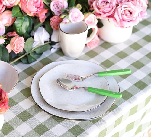ANNOVA Silverware Set, Retro/Rivet Colorful Stainless Steel Tableware Kitchen Flatware Set Utensils, Includes Dinner Knives, Forks, Spoons, Salad Forks & Dessert Spoons (Green New, 20 Pieces) - color: Green25, size: 20 Pieces