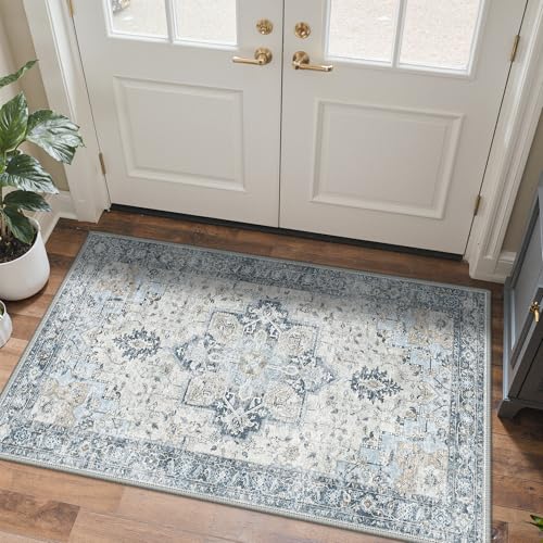 GENIMO Outdoor & Indoor Area Rug 3'x 5', Waterproof, Non-Shedding, Easy Cleaning, Boho Mat for Patio, Living Room, Balcony, Dining Room, RV, Deck, Bedroom, Camping, Outside Carpet,Blue - color: Blue, size: 3' x 5' (Rectangular)