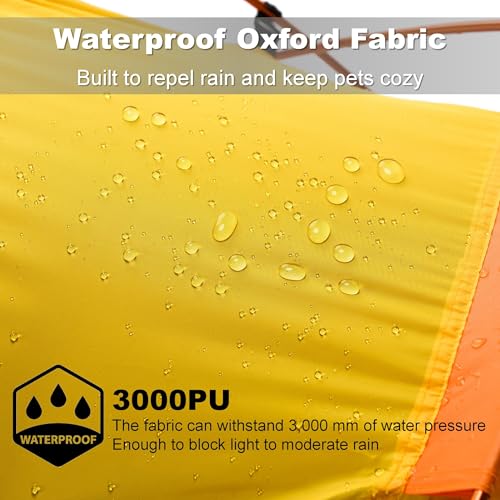Portable Dog Tent for Small to Medium Sized Pets up to 25lb, Waterproof Dog Tent Outdoor Lightweight with Carrying Bag, Fully Zipped Meshed Door and Window, for Camping, Beach, Backyard - color: Yellow