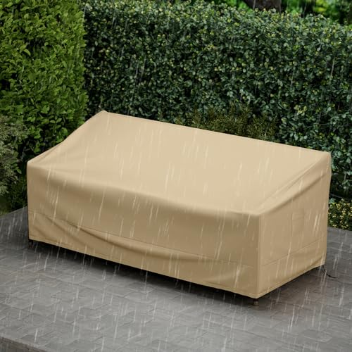 Tangkula 3-Seater Patio Sofa Cover, Waterproof Protective Cover for Outdoor Furniture w/Padded Handle, Click-Close Straps & Air Vent, Heavy Duty Deep Couch Cover w/PU Coating, 77" W x 43" H x 30" H - size: 77" W x 43" D x 30" H
