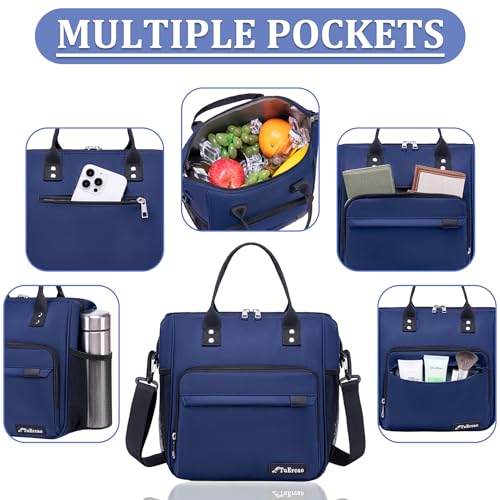 TuErCao Bule Lunch Box for Women Insulated Lunch Bag for Female Adult for Work, Lunch Cooler for Women - color: A11: Blue, size: Large