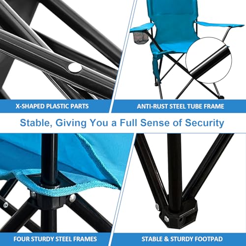 Camping Chair 2 Pack Portable Folding Chair, Supports 300lbs, Lightweight Stable Outdoor Chair for Camping Hiking Fishing Beach Travel Picnic, Compact Collapsible Camping Seat, Bright Blue - color: Bright Blue
