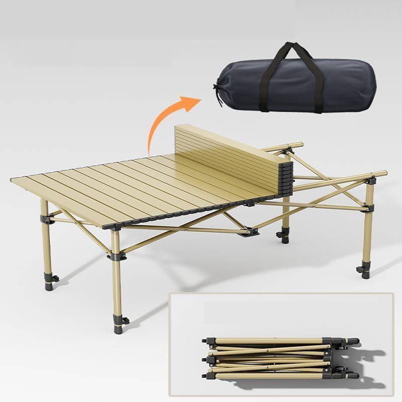Camping Folding Table Lightweight Outdoor Portable Desk Beach Camp Foldable Tables for Picnic Grill BBQ - color: Yellow