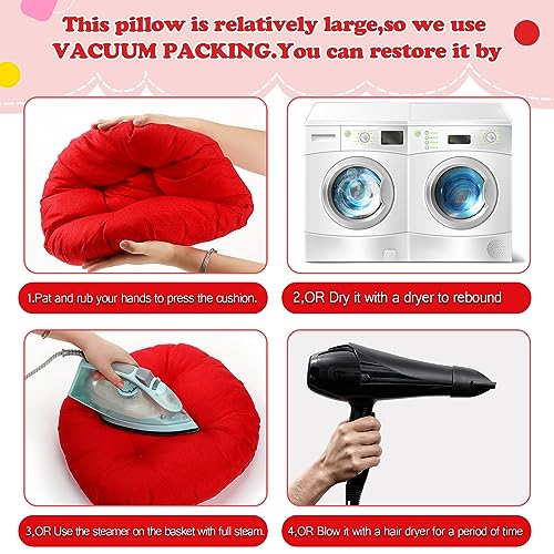 Fumete 8 Pcs 16 Inch Round Floor Cushions for Kids and Toddlers, Flexible Seating Classroom Furniture Floor Pillow for Home, Daycare, Preschool, Yoga and Meditation (Red) - color: Red