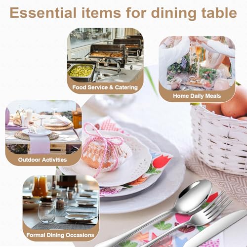 Silverware Set 20 Piece Stainless Steel Flatware Set Silverware Utensils for 4 People Includes Forks Knives Spoons & Salad Forks Dishwasher Safe Durable Tableware for Home Restaurant or Outdoor Use - style: 20-Piece Silver