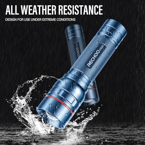 Rechargeable Flashlights High Lumens, G1000 Super Bright Flash Light, Small Zoomable LED Flashlight with 3 Lighting Modes, Portable Tactical Flashlight for Camping Essentials (Battery Included)-Blue - color: Blue, size: 1 Pack