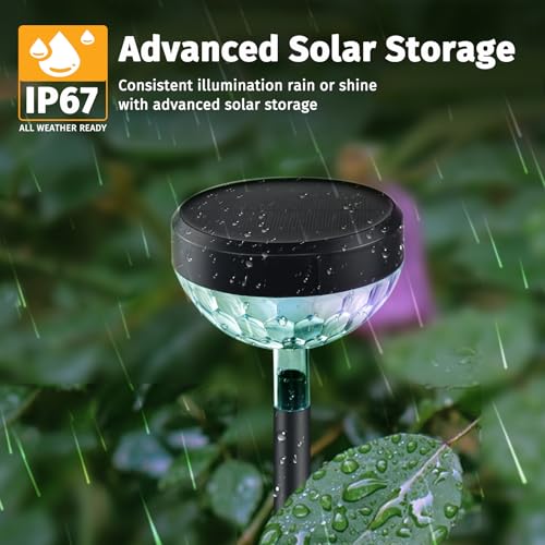 JNOEC 6Pack Solar Pathway Lights Outdoor, Color Changing+8 Fixed Color (Warm White, Cool White, Colored) Solar Lights Outdoor, Bright Solar Powered Garden Light - size: 6Packs