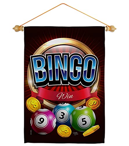 Bingo Win Garden Flag Set Wood Dowel Interests Game Bunco Night Dice Poker Hobbies Leisure Activity Small Decorative Gift Yard House Banner Double-Sided Made in USA 13 X 18.5 - size: Garden Flag Set 13"x 18.5" w/ Wood Dowel