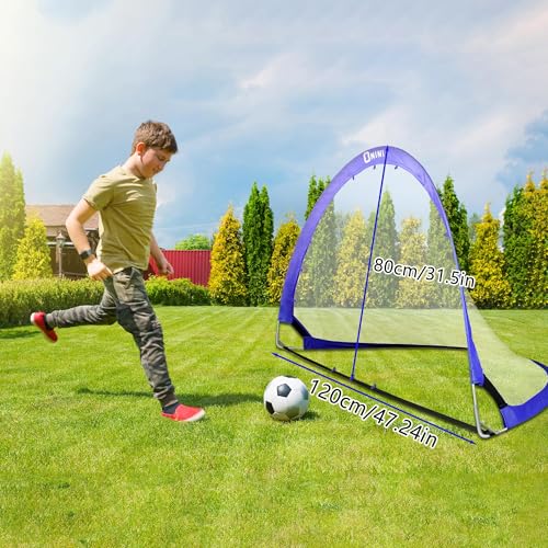 Onini Upgrade 6 Foot Pop Up Soccer Goals Blue - Portable Foldable Training Football Net with Target and Bag - Ideal for Toddler, Boys, Youth Outdoor Sports Games(2 Pack) - size: 4 ft Round