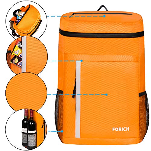 FORICH Soft Cooler Backpack Insulated Waterproof Backpack Cooler Bag Leak Proof Portable Small Cooler Backpacks to Work Lunch Travel Beach Camping Hiking Picnic Fishing Beer for Men Women - color: Y - Orange