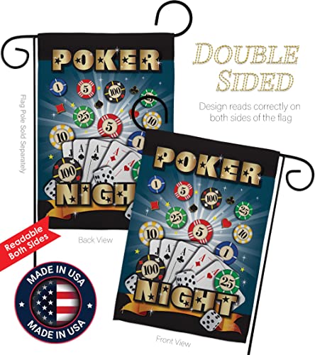 Breeze Decor Poker Night Garden Flag Set with Stand Interests Games Bunco Dice Bingo Hobbies Leisure Activity House Decoration Banner Small Yard Gift Double-Sided, Made in USA