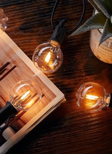 Brightown 25 Pack G40 LED Replacement Bulbs, E12 Base, 2200K Warm White, Shatterproof Waterproof Dimmable 1.5 Inch Globe Bulbs for Indoor & Outdoor Patio Backyard Home Lighting - color: Clear-led, size: 25 Pack