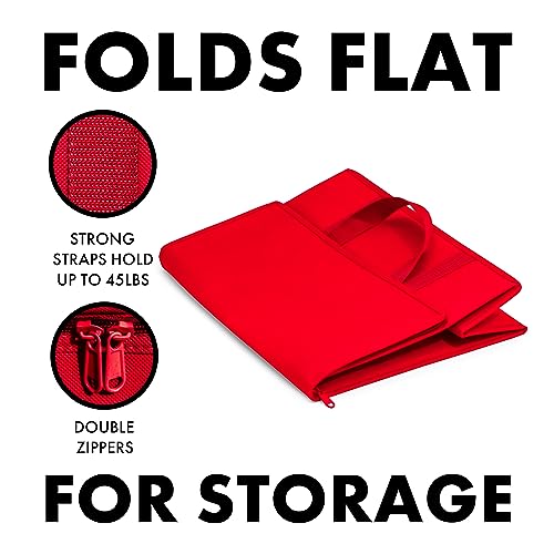 Carrywell (Not Made In China) Insulated Reusable Grocery Bags 2-Pack, Catering and Delivery Bag For Hot and Cold Food, Collapsible Thermal Tote For Doordash - color: Red, size: 2 pack, style: XL Insulated