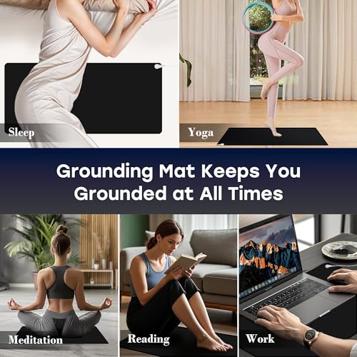 Grounding Mat,Grounding Pad for Stress, Pain, Inflammation& Wellness Support, 24x16inch Portable Grounding Mats, Grounding at Home,Office. 15Ft Cord & Test Pen Included - size: 24x16inch