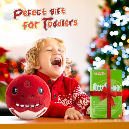 VangeBow Silent Indoor Soccer Balls for Toddlers 1-3, Inflatable Soft Plush Baby Toddler Soccer Ball Toys Gifts for Kid 3-5 Year Old Boy First Birthday Gift (Tyrannosaurus Rex, Pump Include) - style: Tyrannosaurus Rex