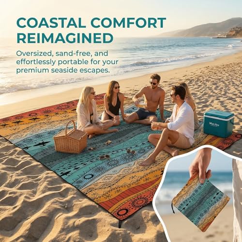 Large Beach Blanket Sandproof Waterproof 70.8" X 86.6"for Quick Drying Outdoor Picnic Mat for Beach - color: D08