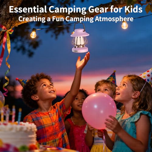 Kids Lantern with 3 Color Dimmable & USB-C Charging, Kids Nightlights for Bedroom, Indoor Outdoor Adventures & Emergency Use Toddler Flashlight Sky Lanterns Camping Essentials for Girl (Purple) - color: Purple