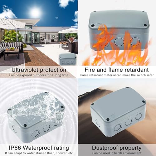 2PK Electrical Junction Box, Nineleaf IP66 Weatherproof Junction Box, 4.9"x 3.3"x 2.3" (125x86x62mm), PVC/ABS Plastic Electric Project Boxes, Universal Watertight Enclosure, for Pond,Terrace,Workshop - color: 2PK, size: 125x86x62mm