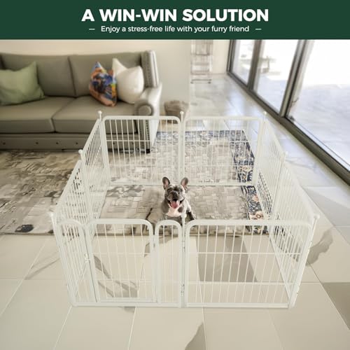 FXW Rollick Unleashed Dog Playpen for Indoor, Yard, RV Camping, 24 inch 16 Panels for Small and Puppy Dogs, White│Patented - color: White, size: 24"H