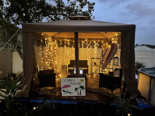 Lighting EVER 594 LED Curtain Lights, 20 x 10 ft Plug in Hanging Fairy String Lights, Wedding Party Backdrop Lights, Twinkle Lights for Wall, Patio, NOT Connectable (XL Size, 27 Strings, 9" Apart) - color: Warm White, size: 19.7 ft