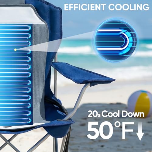 Camping Chair with Cooling Pad – Cools 50°F in 20 Sec, Folding Beach Chair with Cup Holder, Side Pocket, 330 lbs Heavy Duty, Includes Storage Bag – Ideal for Sports Events, Excludes Battery - color: Slate Gray, style: Camp Chair