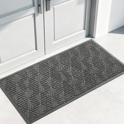 Yimobra Large Door Mat 47x24, All-Weather Waterproof Non-Slip Welcome Matt Outdoor, Heavy Duty Non Slip Doormat for Entryway for Patio and Garage Indoor, Easy Clean, Mix Grey - color: Mix Grey, size: 47x24 Inch